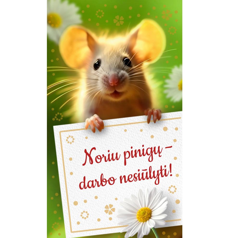 Atvirukas dekoratyvinis pinigams